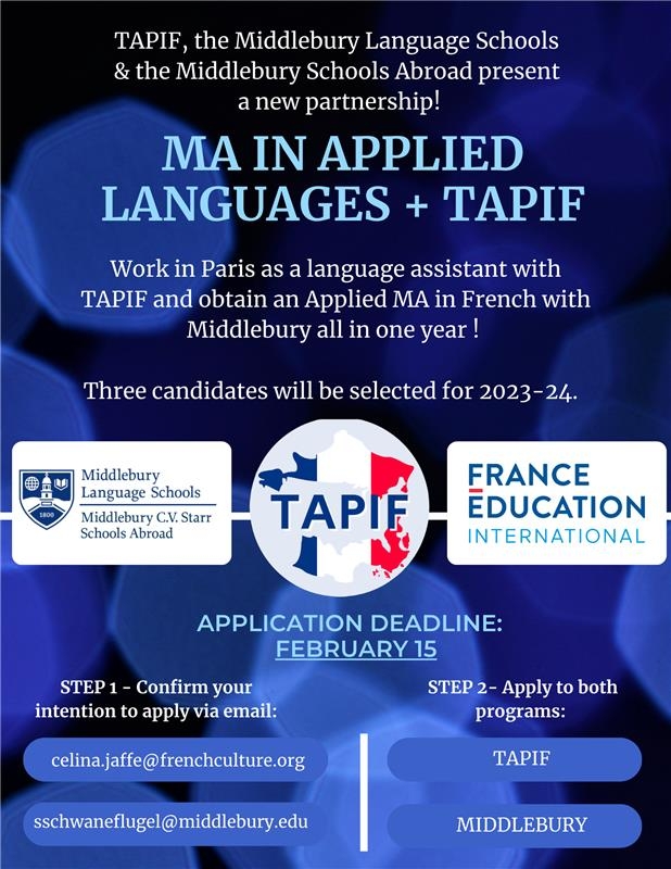 TAPIF Partnership Middlebury Language Schools
